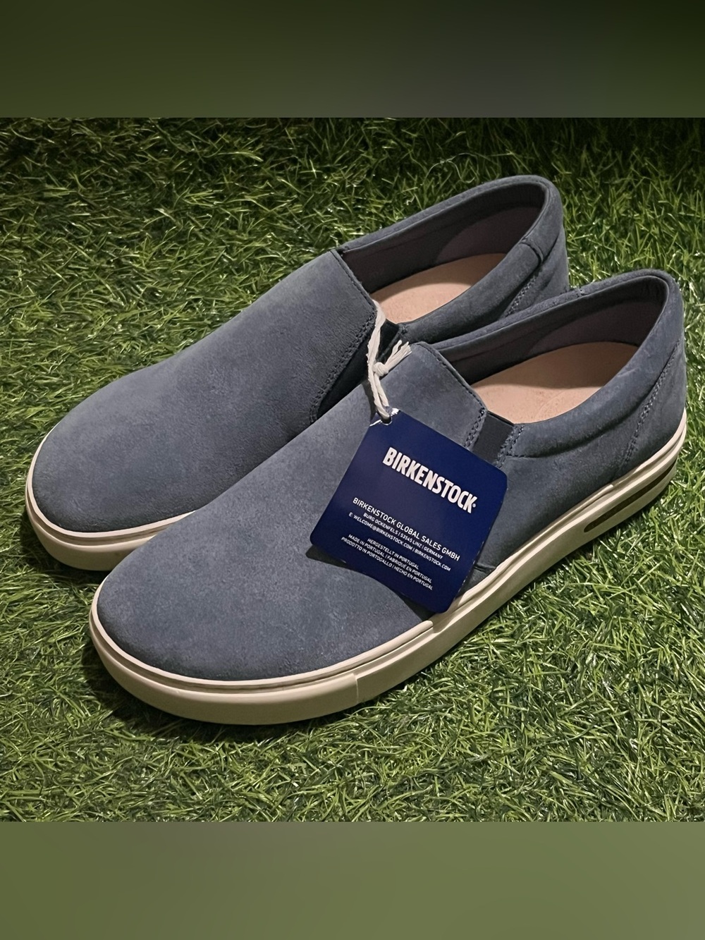 Birkenstock Oswego Men Size 7 US / W9 Blue Leather Suede Slip On Shoes New